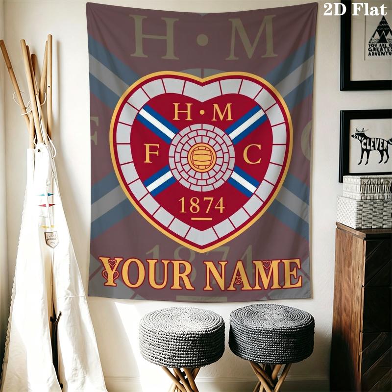 Custom Name Heart of Midlothian Wall Tapestry Aesthetic Wall Hanging Printed Fabric Blanket Decorative Tapestries for Bedroom Living Room Home Decor