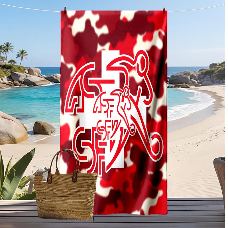 Switzerland football Print Beach Towel Quick Dry Super Absorbent Soft Bath Towel for Swimming Beach Travel Fan Souvenir Gift
