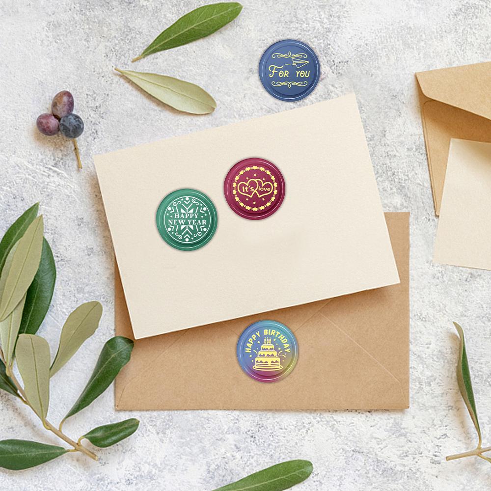 Лучшие печати из винного воска, латунная головка (не включены Сургучные гранулы) Для Вас, Открыть здесь, Открой меня, Удачи 0.98" Съемный Круглый