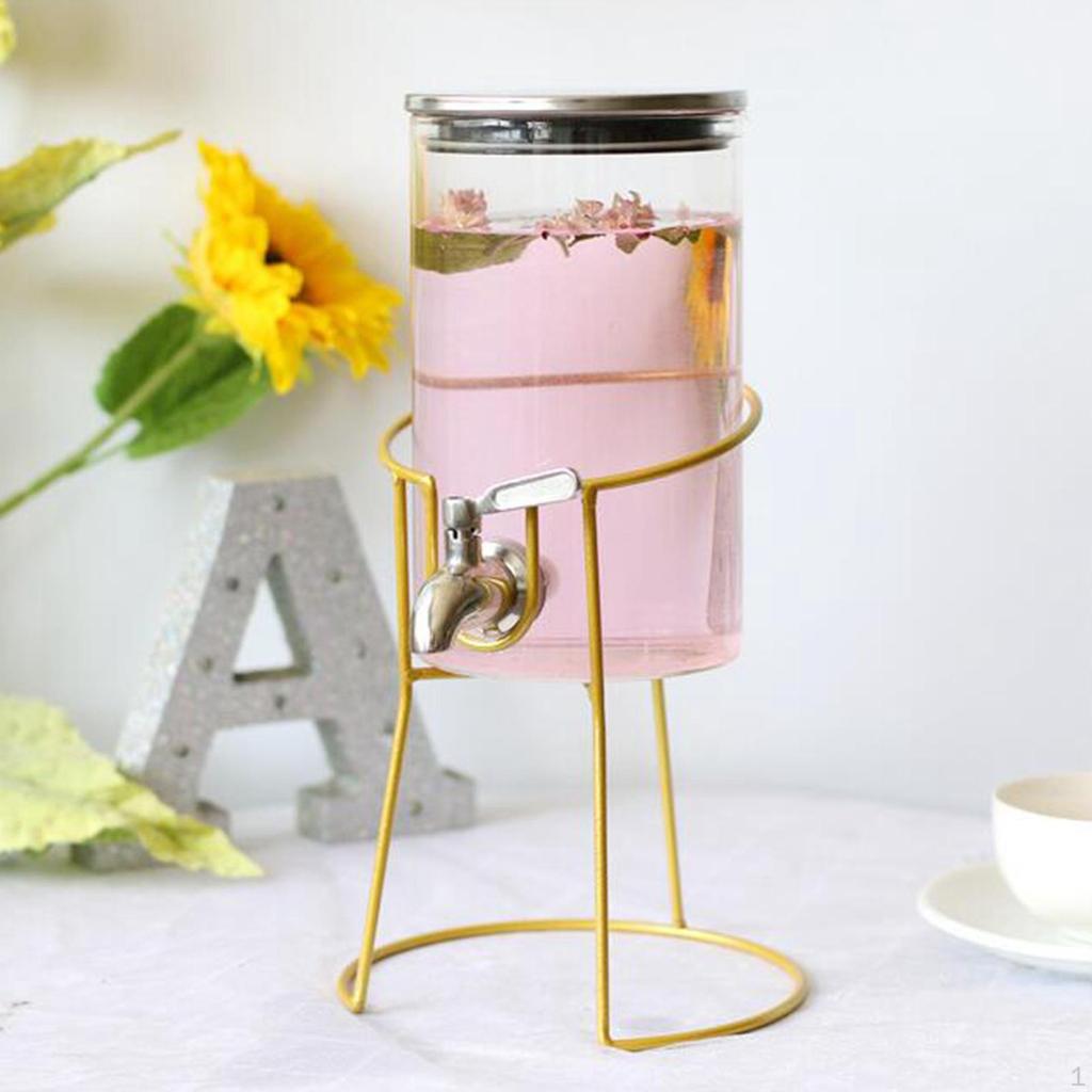 Dispenser Stand Countertop Lemonade Containers Water Jug Rack 4.7inch Dia. Glass Jar for