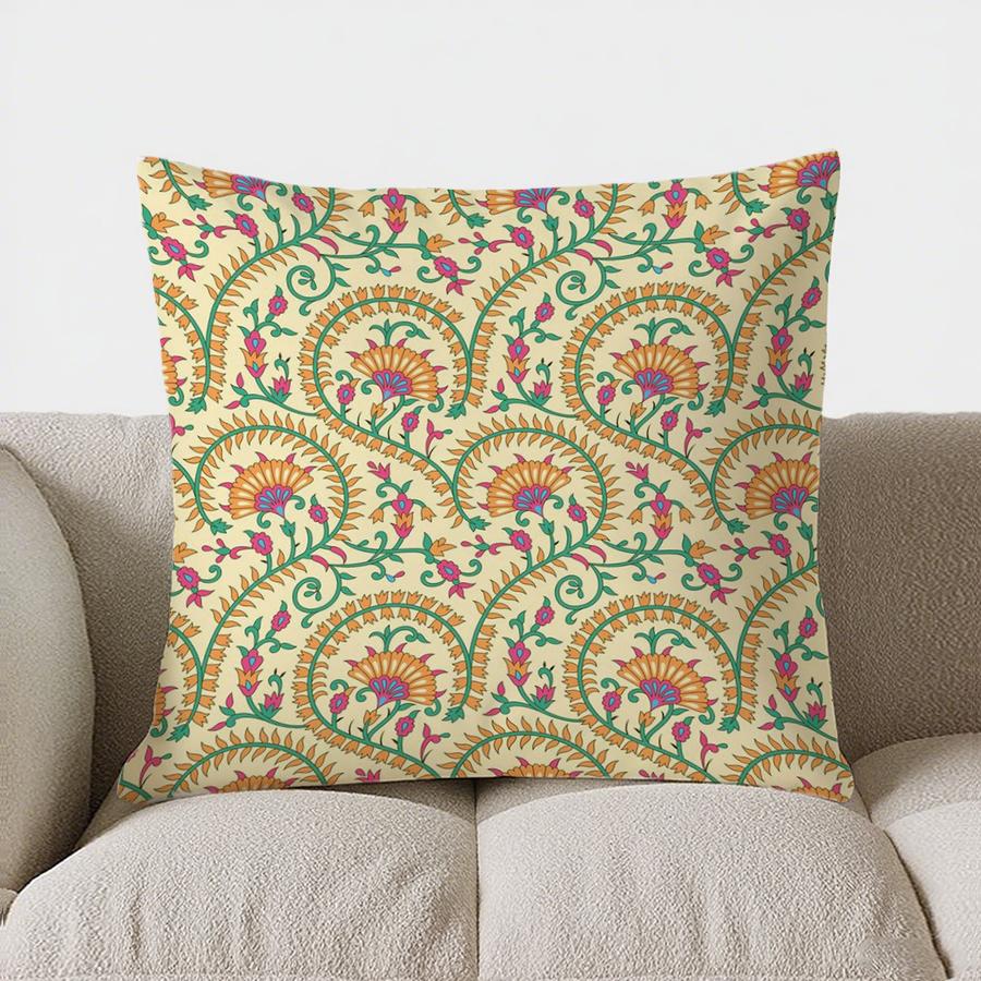 Vibrant Floral Paisley Double-Sided Printed Pillow Cover Short Plush Suitable Living Rooms Bedrooms Sofas Throw Cushion Cover