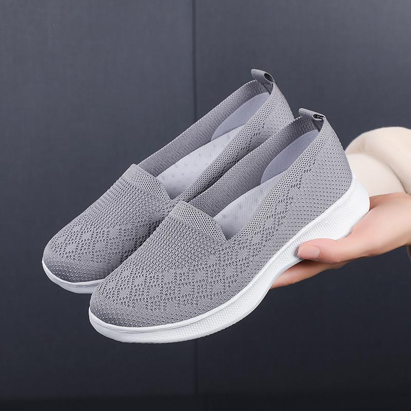 Women's Net Shoes Autumn, Spring and Summer Mesh One-pedal Mother Shoes Breathable Sports Shoes Flat-soled Old Beijing Cloth Shoes Women's Walking