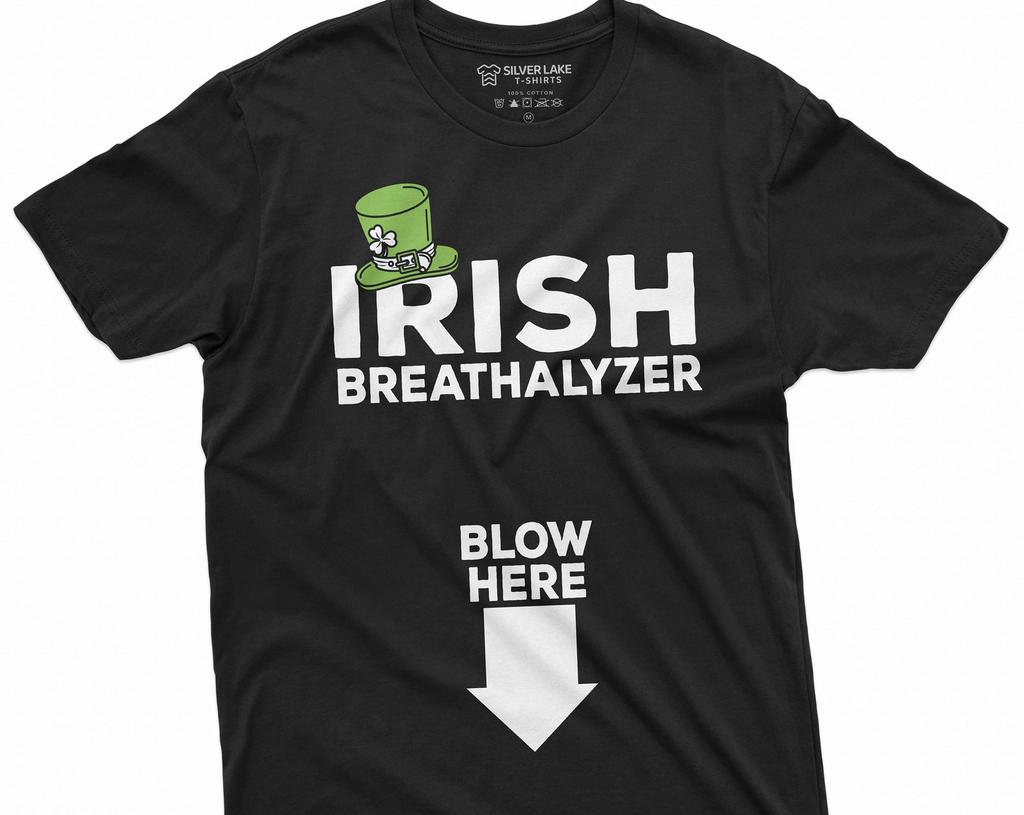 St Patrick's Day Irish Breatalyzer blow here adult humor T-shirt inappropriate funny Saint Patrick's Tee Shirt Parade tee