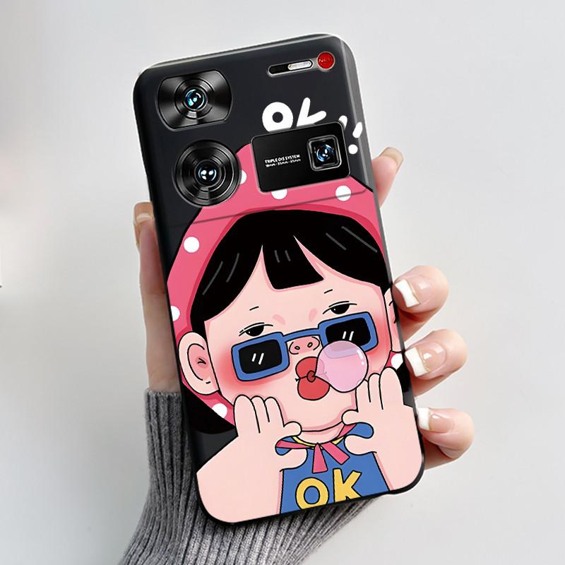 Милый Чехол Для ZTE Nubia Z60 Ultra 5G Capa Fundas Печатный Корпус Защитная Задняя Крышка Мягкий Силикон Мультяшный Черный Корпус Coque