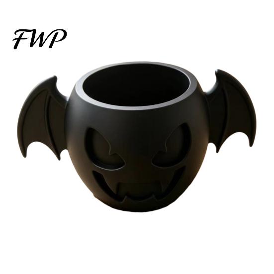 Personalized Desktop Organizer Bat Wing Pumpkin Succulents Planter, 3D Printed Halloween Gothic Small Plant Storage for Stationery Pot, Multi-Purpose