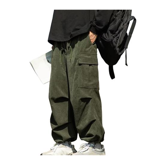 Брюки-карго в стиле ретро, мужские брюки большого размера с несколькими карманами, однотонная повседневная одежда, спортивные брюки на шнурке для улицы