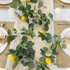 1.95m Spring Greenery Garland with Lemons Artificial Lemon Garland Green Eucalyptus Leaves Lemon Wreath for Front Door Party Table Wedding Decor