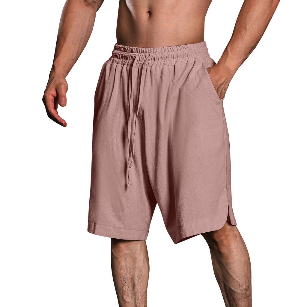 Мужские повседневные шорты на шнурке Мужские дышащие шорты из хлопка и льна
