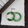 Silver needle Maillard smudged resin earrings women's autumn and winter fashion round face earrings niche exaggerated unique retro earrings