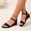 Новые летние женские сандалии Модные открытый носок танкетка Повседневная обувь Женские большого размера Тапочки на танкетке Высокий каблук Сандалии Открытый носок Женские 35-42