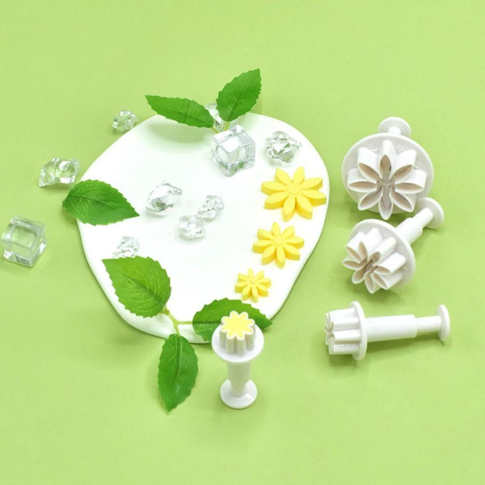 8pcs 8 Petals Shape Fondant Cutter Mold Daisy Pattern Flower Plunger Cutter Chocolate Decoration