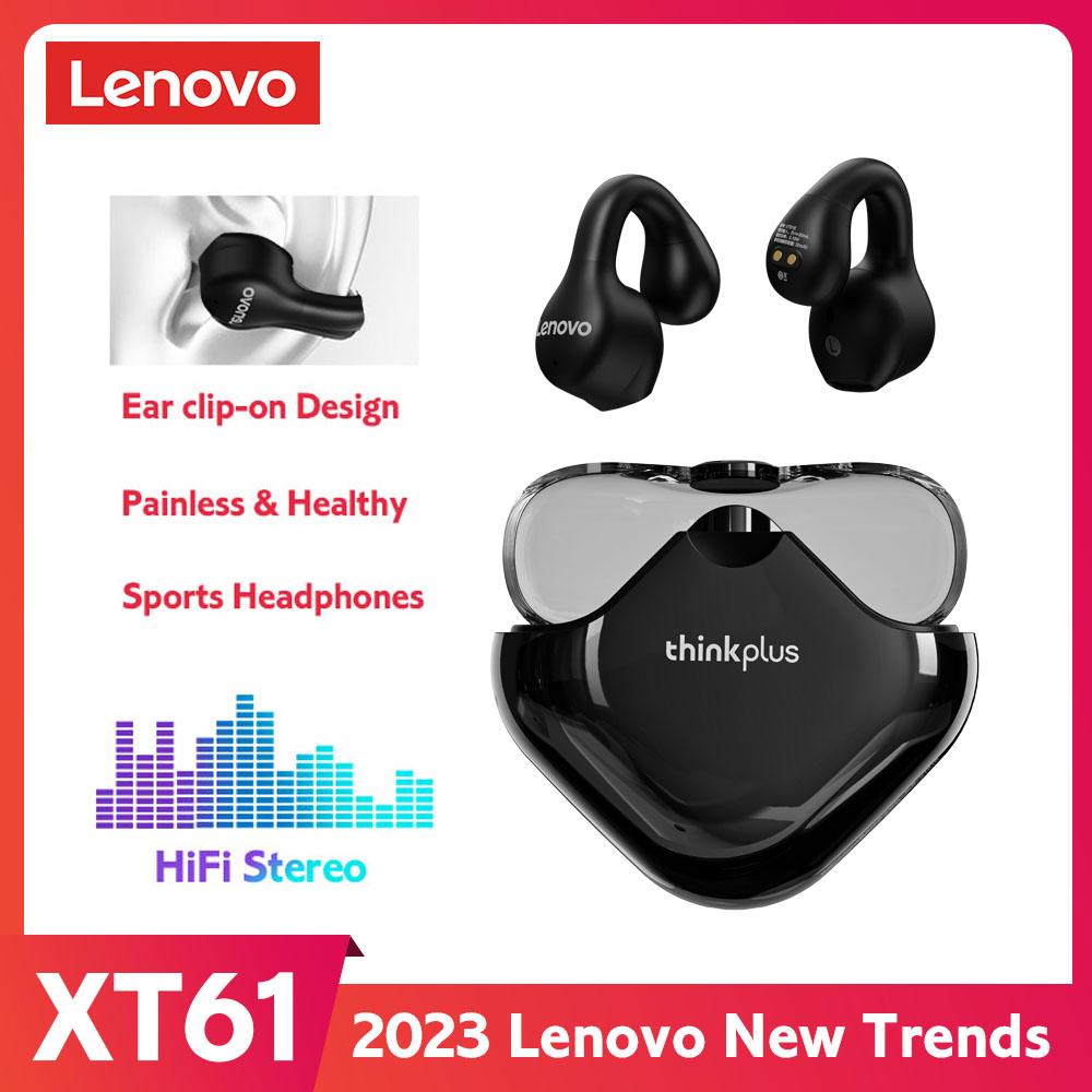 Lenovo XT61 Bluetooth-наушники, мягкие спортивные беспроводные наушники-клипсы, стереозвук, шумоподавление, HD-вкладыши для звонков с микрофоном