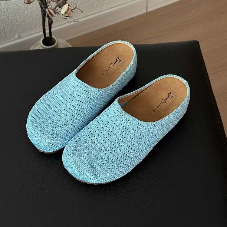 Вечерний бриз толстоподошвенные богемные бокен туфли женская верхняя одежда тканые полые дышащие полушлепанцы с одним педальным мешком на носке