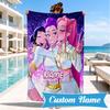 Custom Name KPop Cartoon Beach Towel Microfiber Beach Towel, Lightweight and Quick-Dry, for Summer Travel, Swimming Pool Gift