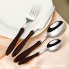 Нержавеющая сталь 304 западная посуда нож вилка ложка десертная вилка ложка ручка из массива дерева вилка ложка нож для стейка ресторан