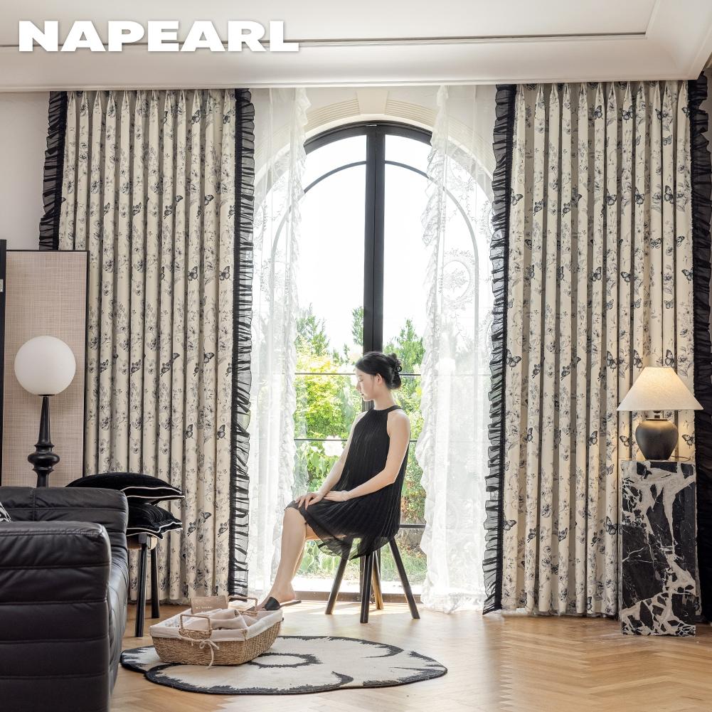 1 шт. NAPEARL 70-80% затемнение французский романтический ретро бабочка секретное царство напечатанный рюшами шторы для спальни гостиная домашний декор