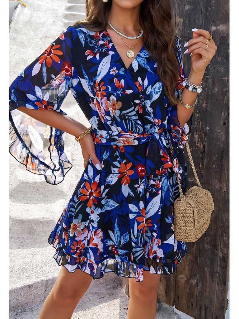 Женское платье из шифона с цветочным кружевом для отпуска, весна/лето 2024 г.