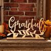 Thanksgiving Dinner Party Decor Grateful Blessed Wood Cutout Signs, Table Plate Decor, Handmade Wooden Gift Rustic Fall Home Centerpiece Ornament for