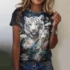 Summer Fashion Round Neck Women's Top 3d Printed With Animal And Flower Patterns T-Shirt Casual Loose Short Sleeve T-Shirt