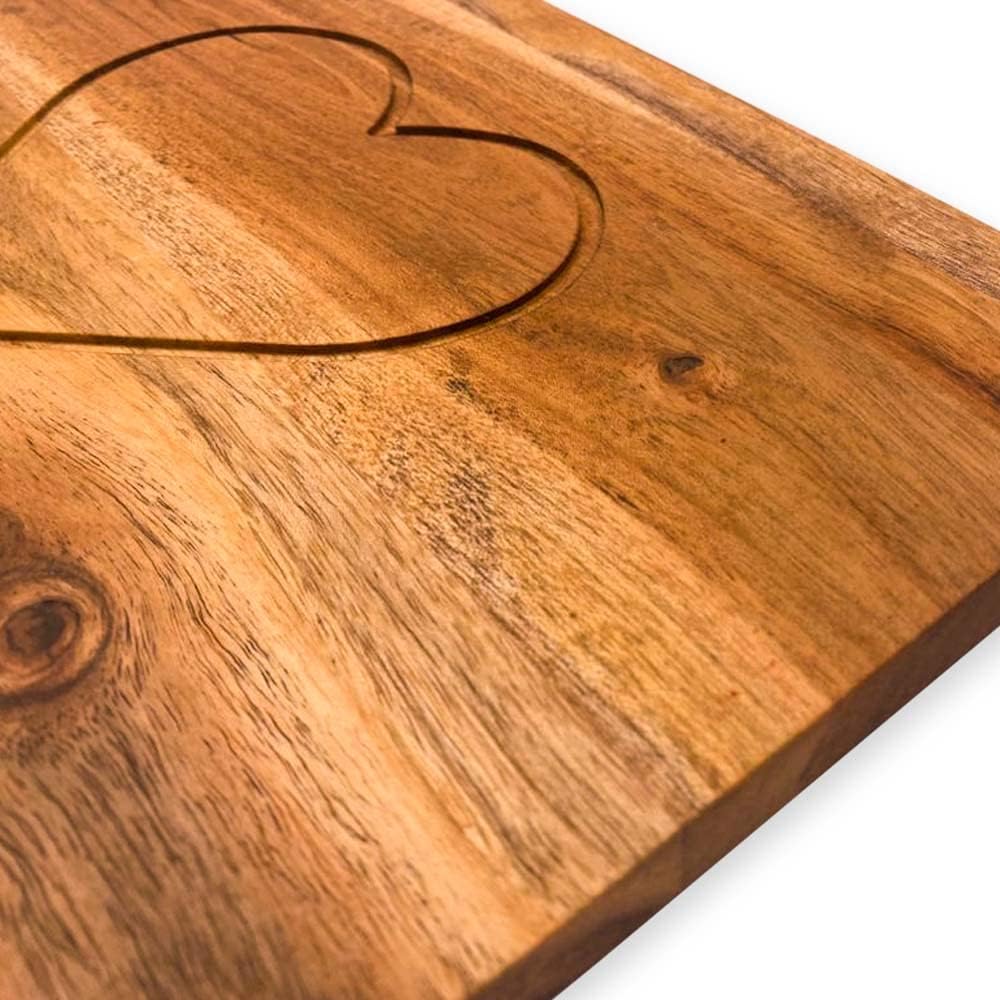 Valentine's Day Gift Organic Acacia Kitchen Cutting Chopping Charcuterie Board Platter Butcher Block for Cheese and Vegetables