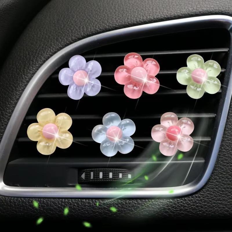 6Pcs Cute Flower Aromatherapy Car Air Outlet Decoration Perfume Clip Air Freshener Colorful Flora Decor Auto Accessories Air Fresheners 2