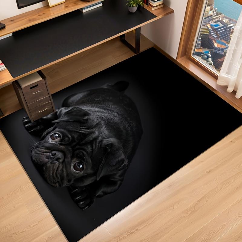 Plush Black Dog Design Area Rug - For Living Room, Bedroom, Kitchen, Mat | Comfortable Home Accessory