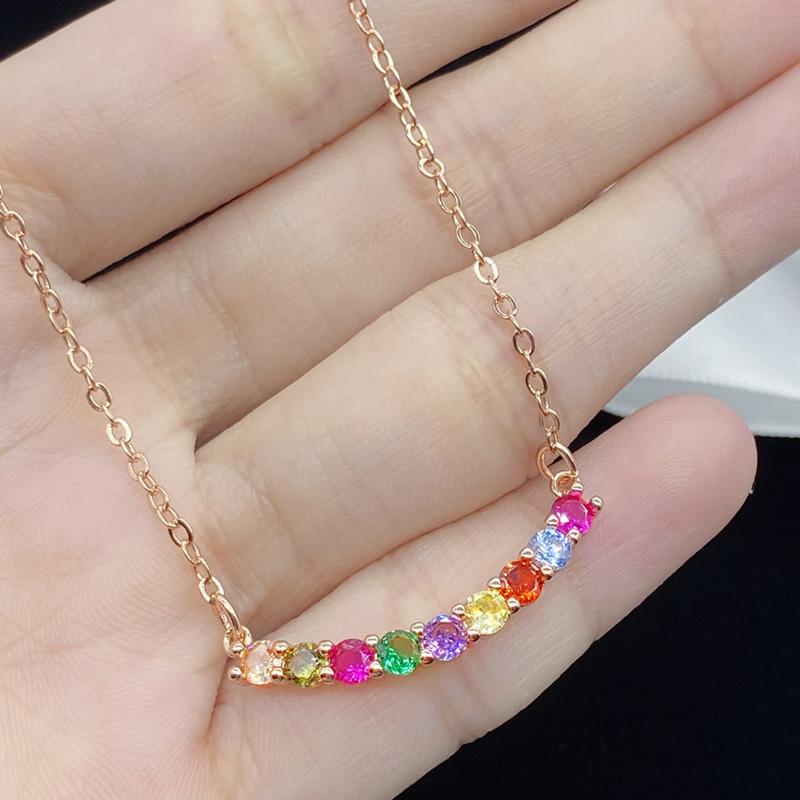 BELLA BOX новая имитация семи цветов радуги из натурального турмалина с покрытием из розового золота, ожерелье для женщин