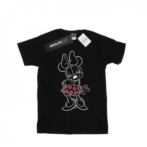 Disney Womens/Ladies Minnie Mouse Outline Polka Dot Cotton Boyfriend T-Shirt
