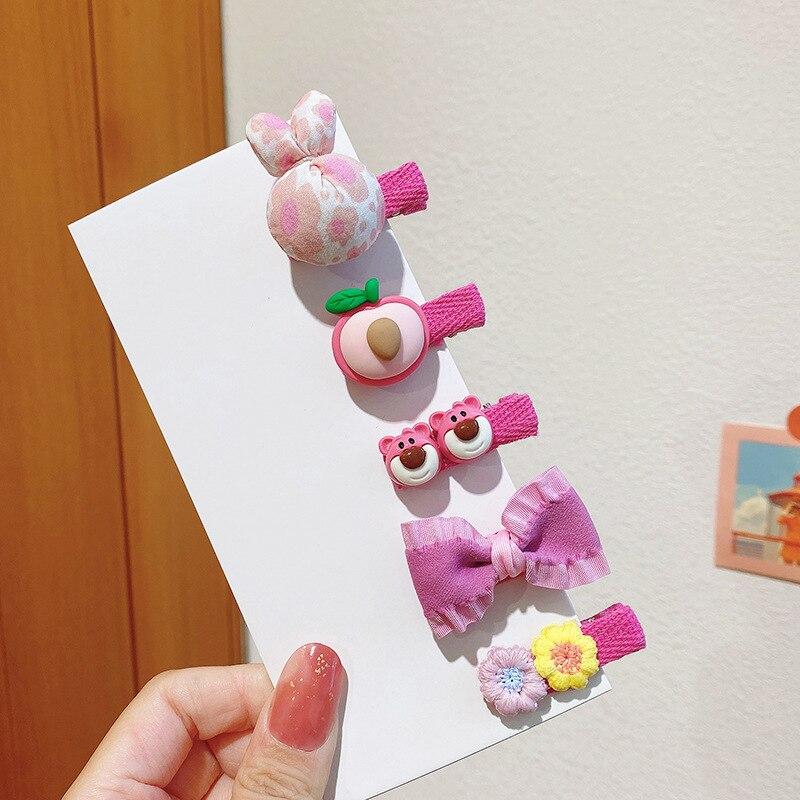 5 шт., детская заколка для волос, милый галстук-бабочка для маленьких девочек, зажим для ткани принцессы с цветком, труба, корейский головной убор, аксессуары для маленьких девочек
