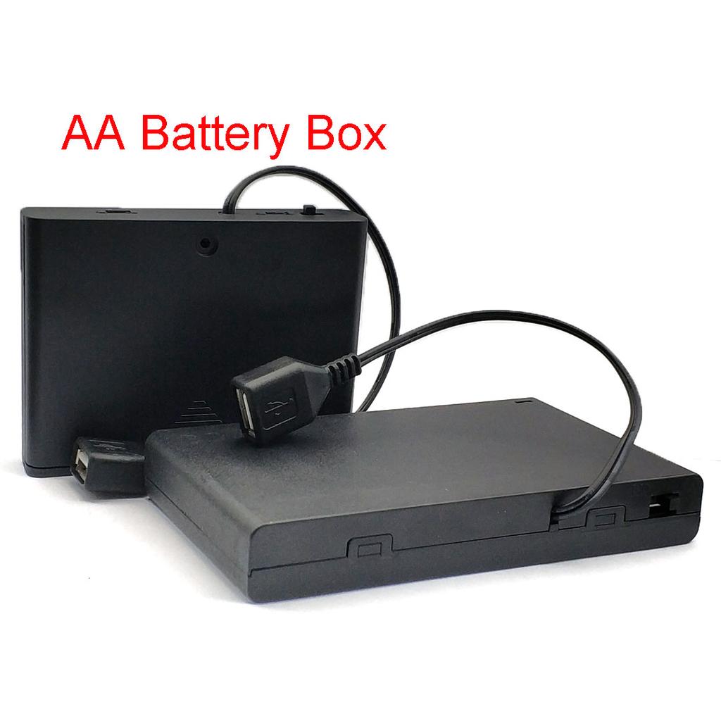Держатель для батареек AA USB Бокс для батареек AA Кейс для батареек AA с USB-портом питания с крышкой с переключателем с 2/3/4/6/8 слотами DIY