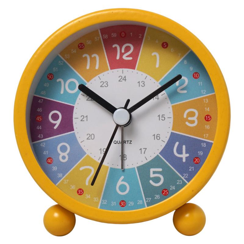 Children Rainbow Alarm Clock Cartoon Luminous Silent Non-ticking Table Clocks For Bedroom Home
