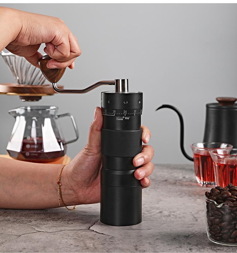 Stainless Steel Hand-Crank Coffee Grinder with External Adjustment for Italian Coffee