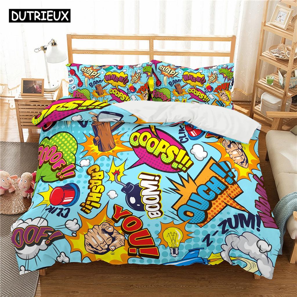Комплекты постельного белья из полиэстера с рисунком в виде граффити для детей, комплекты постельного белья для мальчиков и подростков, комплект постельного белья размера «king size»