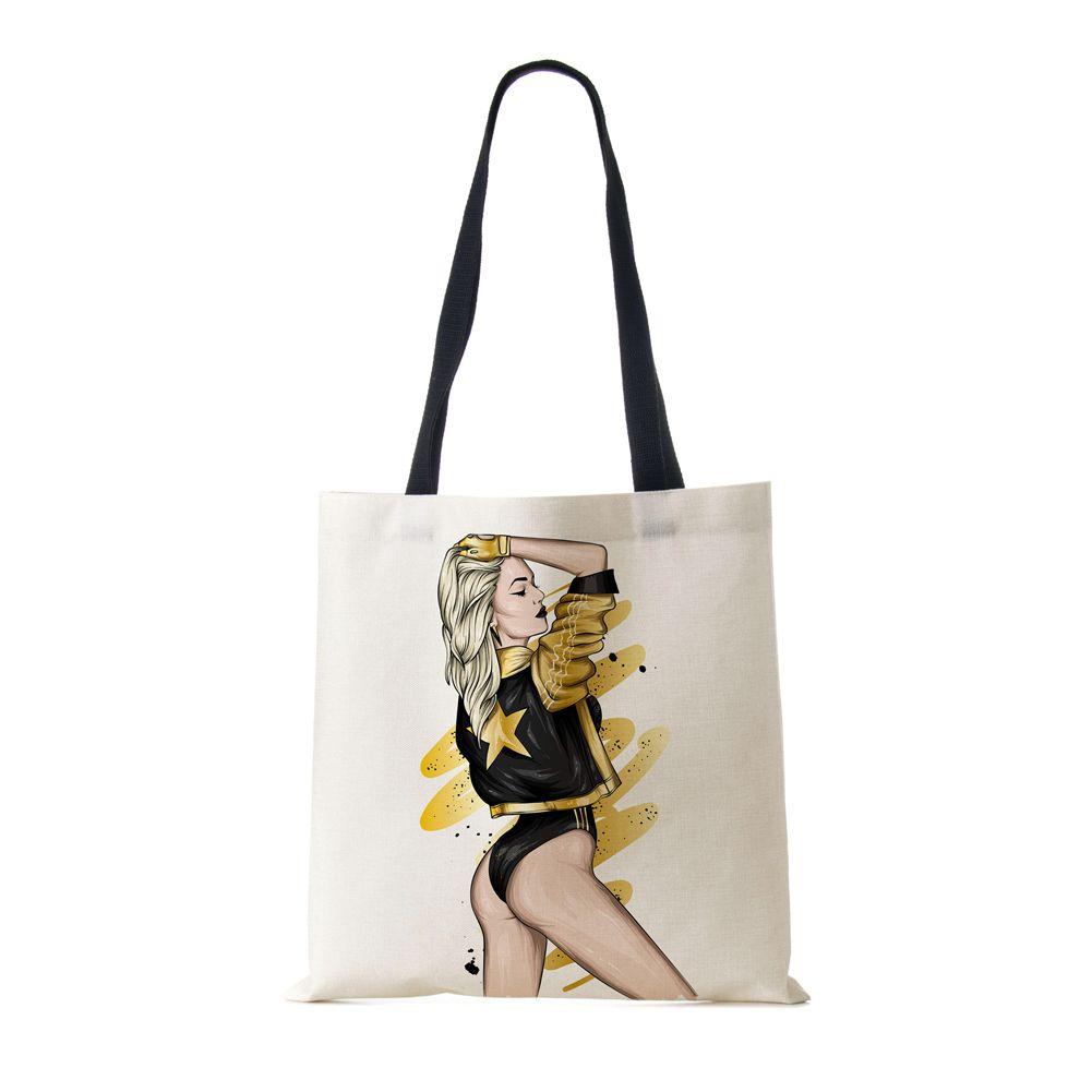 Сумка-тоут через плечо Gril Женская 2022 Многоразовая с принтом Харадзюку Повседневная Холщовая Сумка-шоппер Складная Дорожная Школьная Сумка для Книг Пляжная сумка CLE