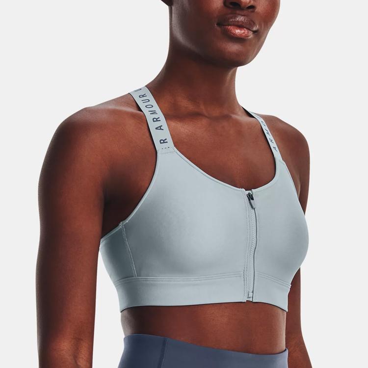 Under Armour Спортивный бюстгальтер Infinity U-образной формы с принтом логотипа, женский спортивный бюстгальтер Harbor-Blue 1373860-465