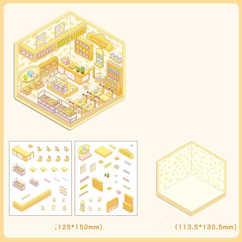 Мультфильм Еда Уличный Пейзаж Наклейка Сцена из Хижины DIY Игрушка Игра Наклейка Фестиваль Подарок На День Рождения для Детей Девочек и Детей