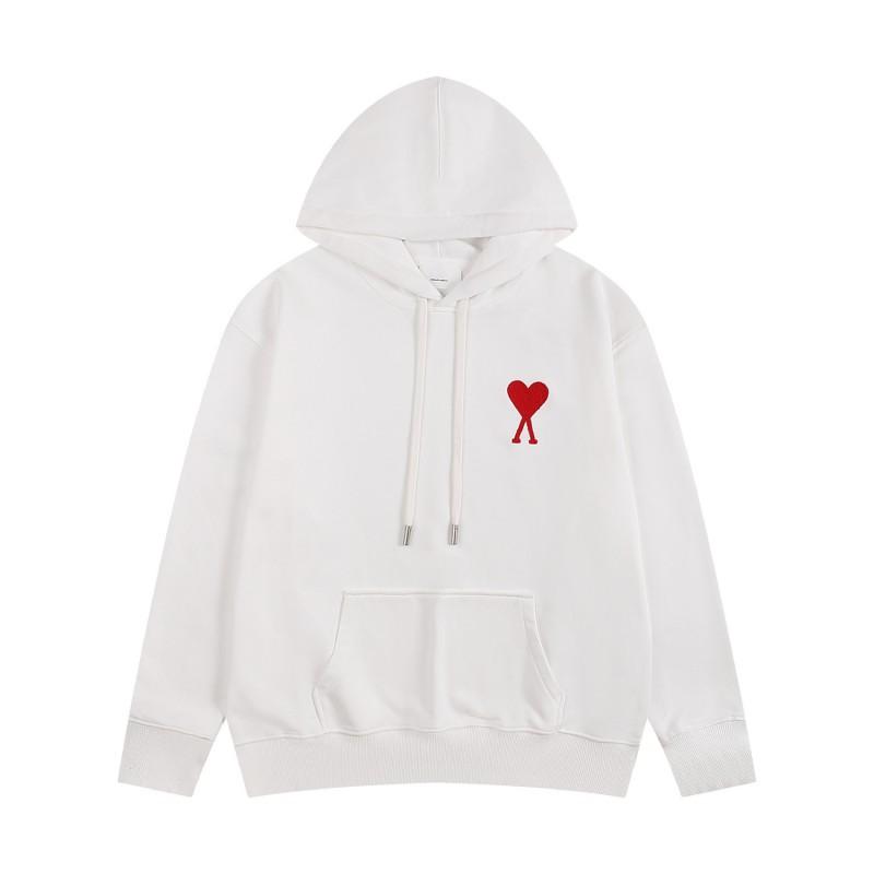 Unisex Embroidered Heart Hoodie Sweatshirt Casual Loose Fit Cotton Pullover Winter