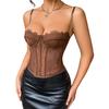 Women Corset Lace Splicing Low-Cut Style Slim Fit Design Elastic Fabric Corset Suspender Style Corset