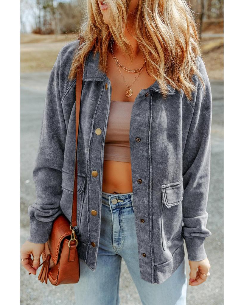 Azura Exchange Винтажная потертая куртка с карманом-клапаном на пуговицах