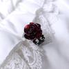 Elegant Red Rose Rings Punk Gothic Flower Adjustable Open Rings Halloween Party Cosplay Rings Jewelry Gifts for Women