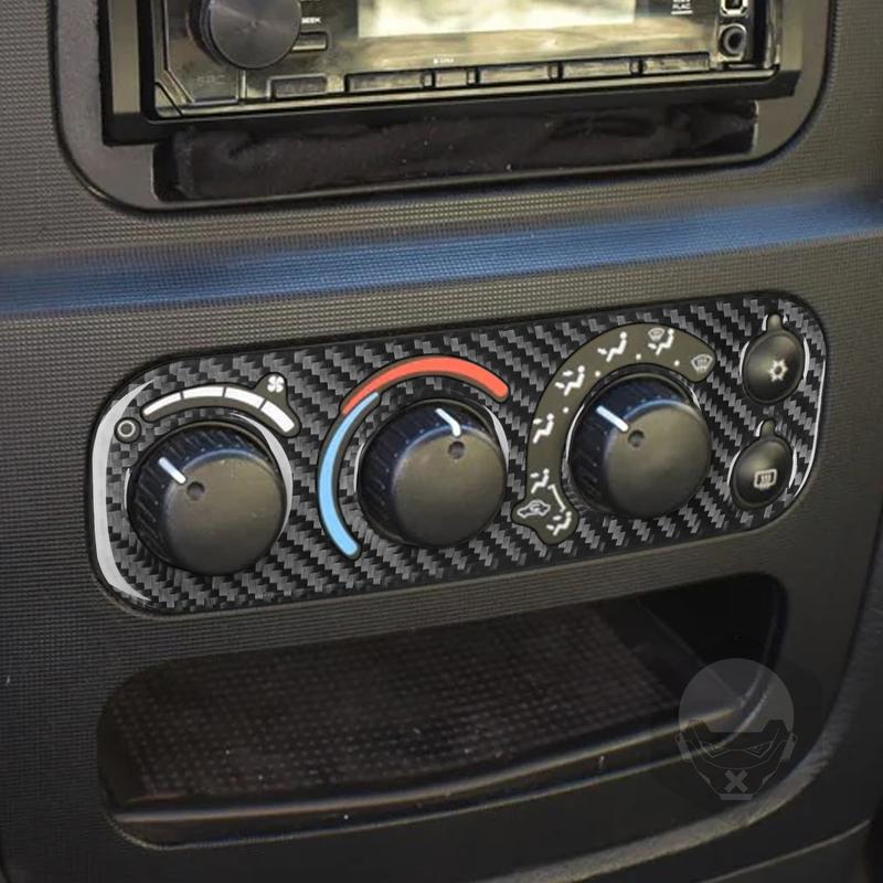 For Dodge Ram 2002 2003 2004 2005 Center Dashboard AC Control Panel Cover Real Carbon Fiber Sticker Car Interior Accessories