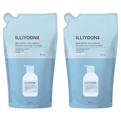 Illiyoon Ceramide Ato 6.0 Средство для мытья от макушки до пяток, без запаха, сменный блок, 500 мл, 2 шт.