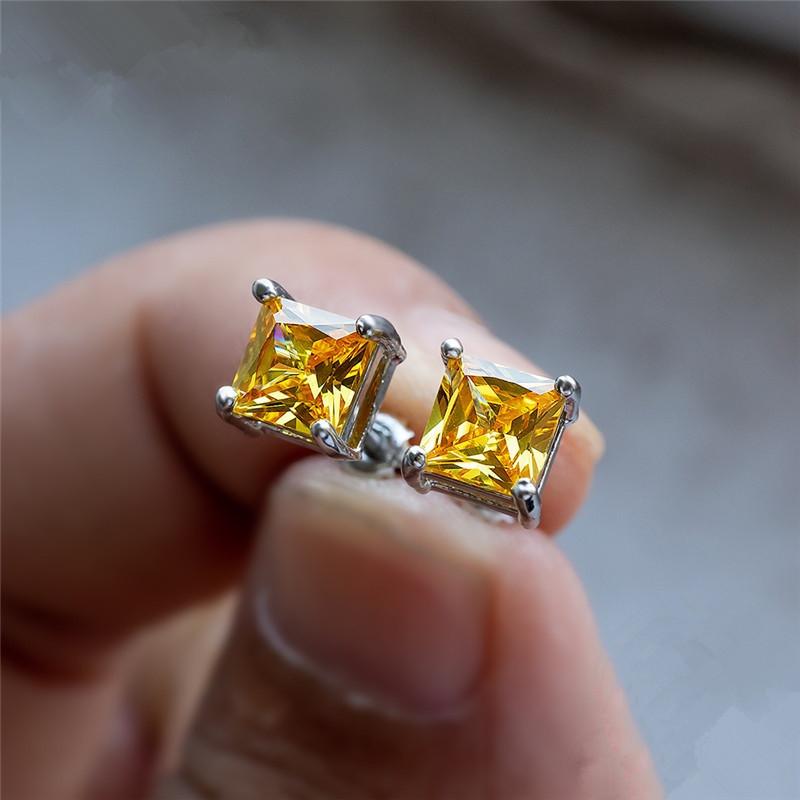 Роскошные серьги-гвоздики с зеленым камнем, квадратные серьги с завинчивающейся головкой, винтажные серебряные свадебные спиральные серьги для женщин