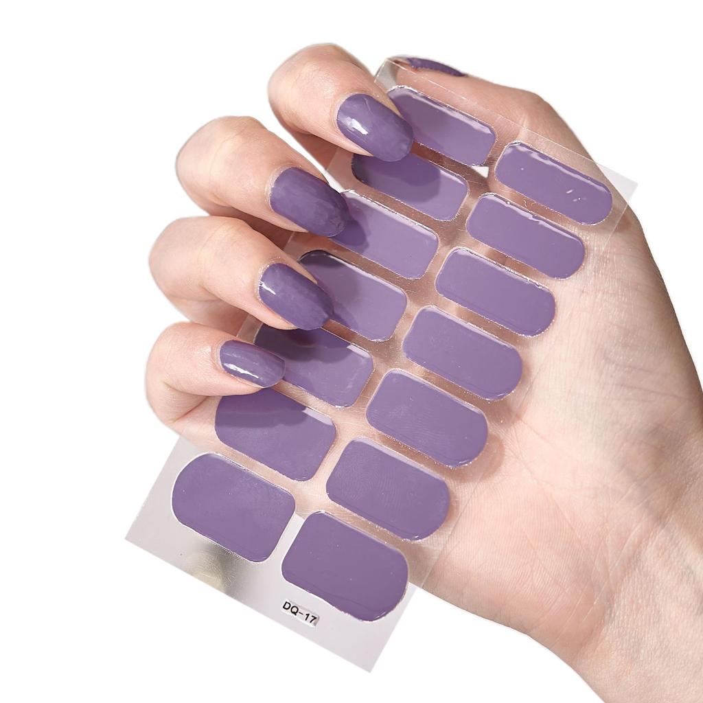 Stick On Nail Polish Strips Glitter Plaid Solid Self Adhesive Nail Stickers Self-Ashesive Nail Art Sets for Women Girls