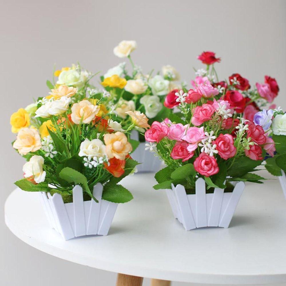 Fence Artificial Potted Flowers Simulation Bonsai New Plastic Fake Flower Living Room Ornaments