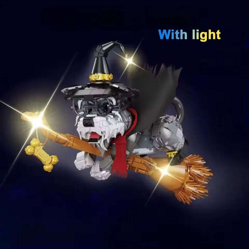 Wizardry Dog Model 1298PCS Building Blocks Set Magic Schnauzer Pavilion with LED Lights STEM Toy for Kids & Adults Creative Gift