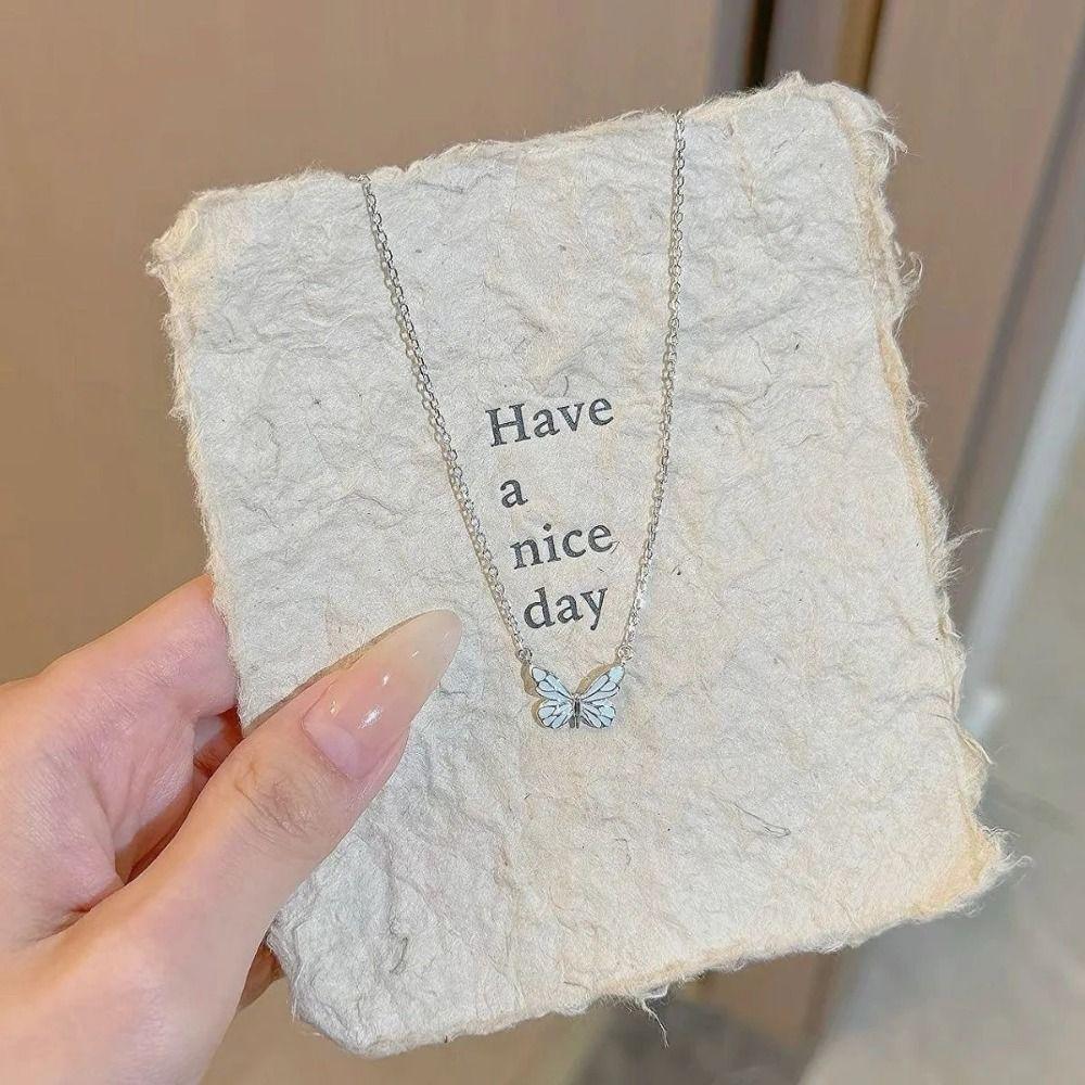 Simple Butterfly Necklace Glow in The Dark Diamond Bracelet Vintage Clavicle Chain Women