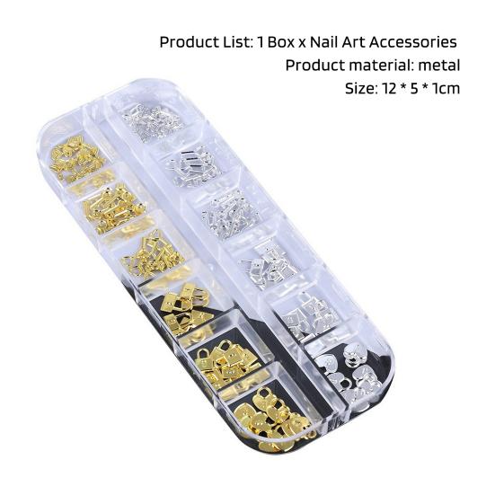 1 коробка, подвеска для дизайна ногтей, 12 сеток в ассортименте, полый металлический ключ с замком в форме сердца для женщин и девочек, аксессуары для украшения ногтей своими руками, подарок на день рождения