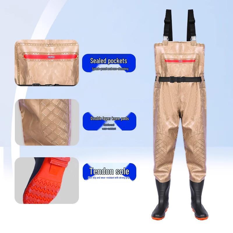 Мужские водонепроницаемые цельные забродные штаны с сапогами