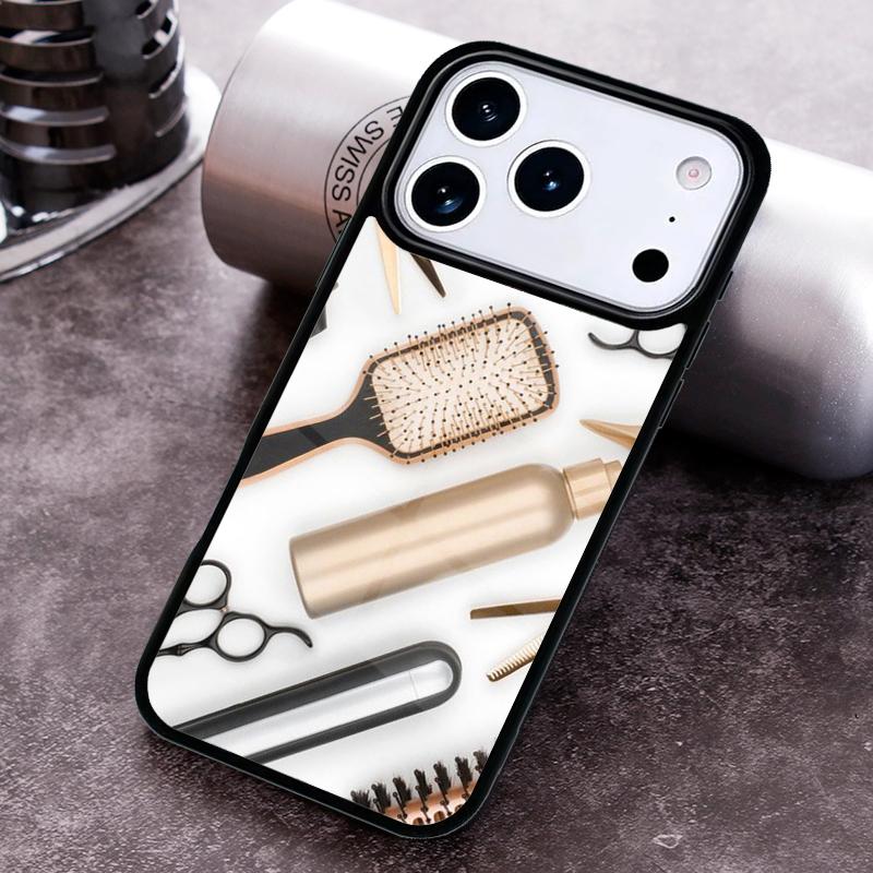 Hair Stylist Scissors Brush Switch Phone Case for iPhone 17 16 15 Pro Max Air 14 13 12 11 Plus Shockproof Cover